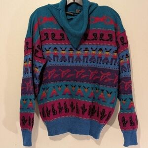 Gitano Late 80's Sweater. Size L Old West Pattern.